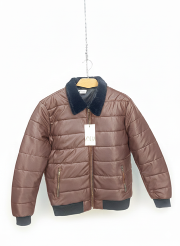 Classic Brown Puffer Jacket with Plush Collar
